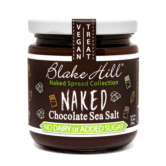 Jar of Blake Hill Naked Chocolate Sea Salt spread on a white background