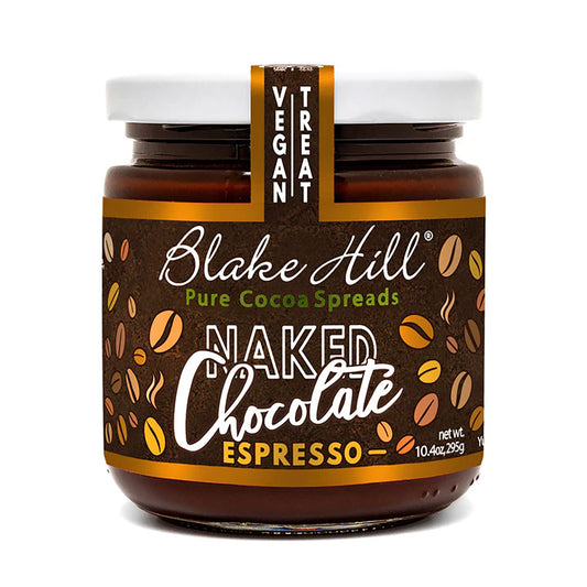 Jar of Blake Hill Naked Chocolate Espresso spread with a white background