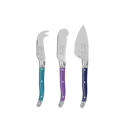 Small Laguiole Cheese Knives Plum Rose-set of 3
