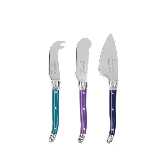 Small Laguiole Cheese Knives Plum Rose-set of 3
