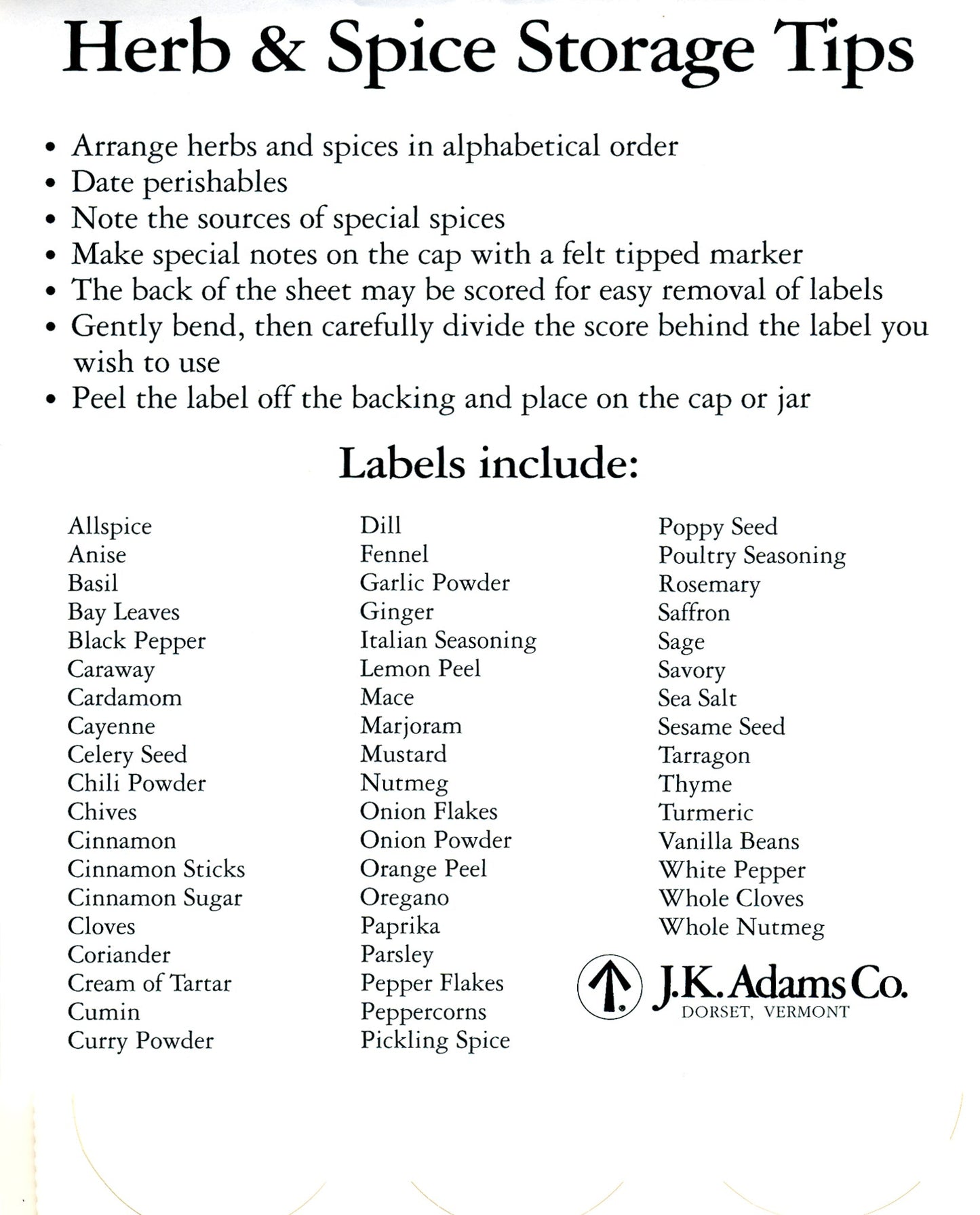 Spice Labels