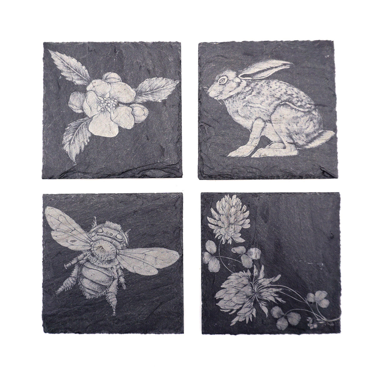 Laura Zindel Slate Coasters - Spring- Set of 4