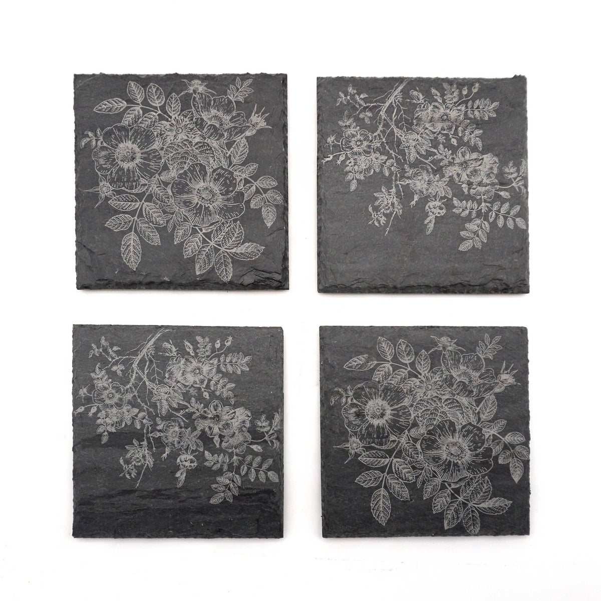 Slate Coasters-Wild Roses- Set of 4