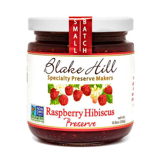 Jar of Blake Hill Raspberry Hibiscus Preserve on a white background