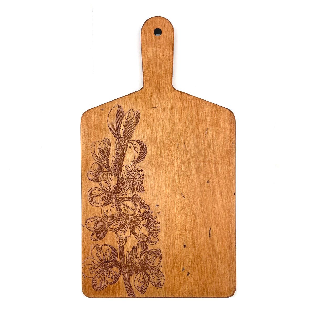 Artisan Maple Rectangle Handled Serving Board - Vintage Plum Blossoms