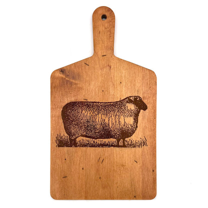 Artisan Maple Rectangle Handled Serving Board - Vintage Sheep