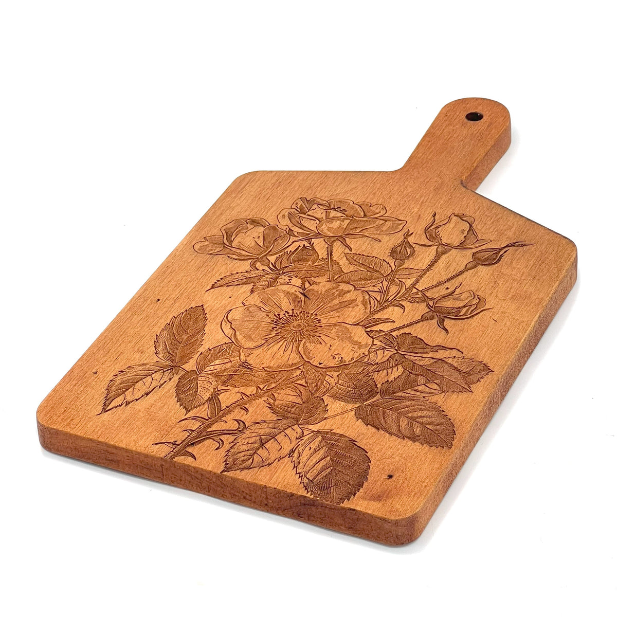 Artisan Maple Rectangle Handled Serving Board - Vintage Wild Roses